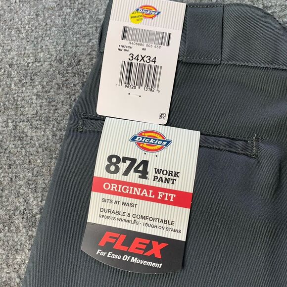 NWT Dickies Mens 874 Original Fit Chino Work Pants Gray Size 34 x 34 “Brand New” - Picture 4 of 14